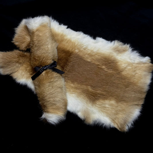 Carmal Brown with White Rabbit Fur